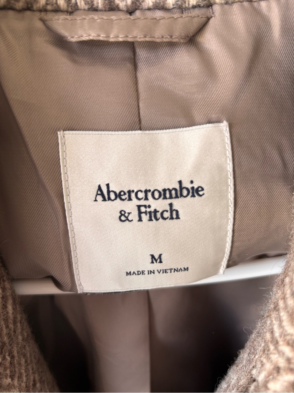 Abercrombie Womens Herringbone Wool-Blend Jacket Coat - Taupe - Picture 3 of 5